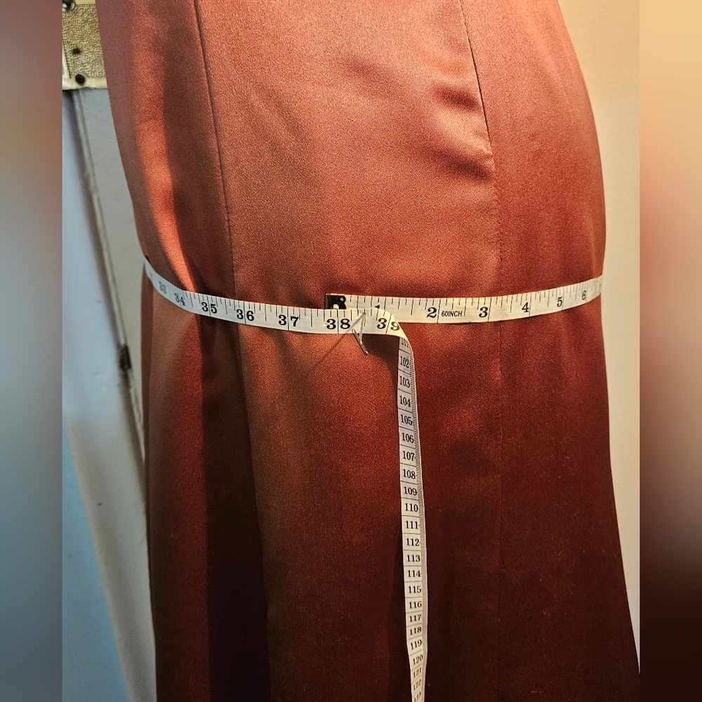 Source Unknown Rust Satin Maxi Dress. Size 10, Ruching In The Back - Picture 4 of 9